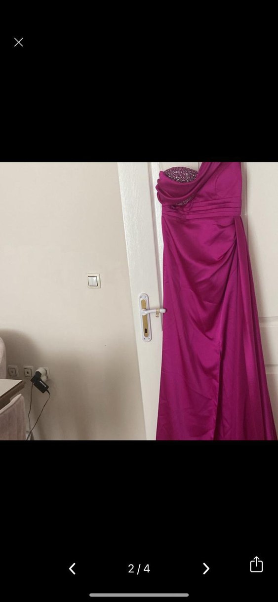 Mor Drapeli Uzun Abiye Elbise - Görsel 2