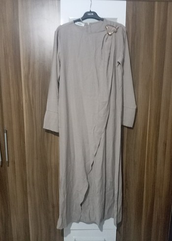 Bej Uzun Kollu Kadın  Elbise - Görsel 6