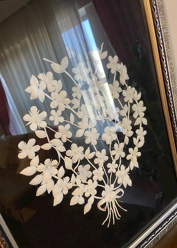 Gri Çerçeveli Beyaz Çiçekli Tablo - Görsel 2