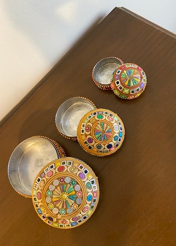 Renkli Taş İşlemeli Geleneksel El Yapımı Kutular - Görsel 4