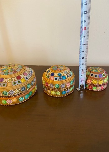 Renkli Taş İşlemeli Geleneksel El Yapımı Kutular - Görsel 9