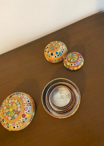 Renkli Taş İşlemeli Geleneksel El Yapımı Kutular - Görsel 6