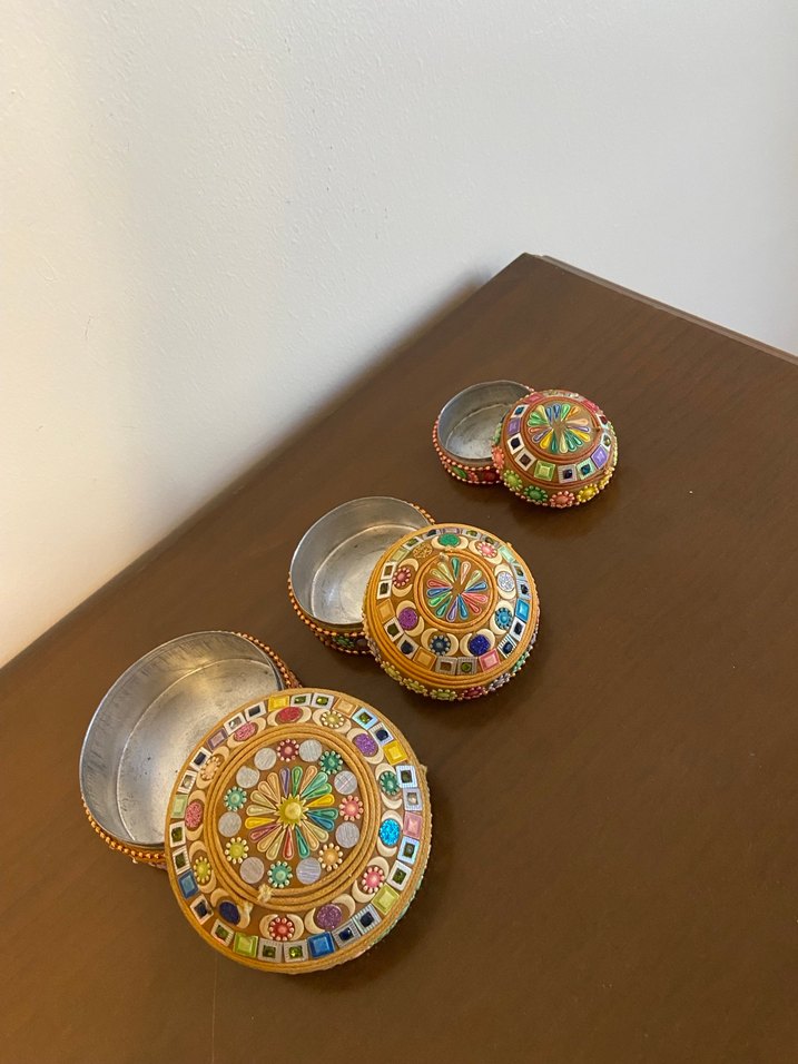 Renkli Taş İşlemeli Geleneksel El Yapımı Kutular - Görsel 2