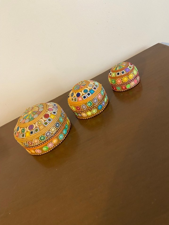 Renkli Taş İşlemeli Geleneksel El Yapımı Kutular - Görsel 5