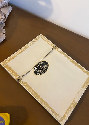 Bej Renkli Çerçeveli Yaprak Üzerine El Boyaması - Görsel 6