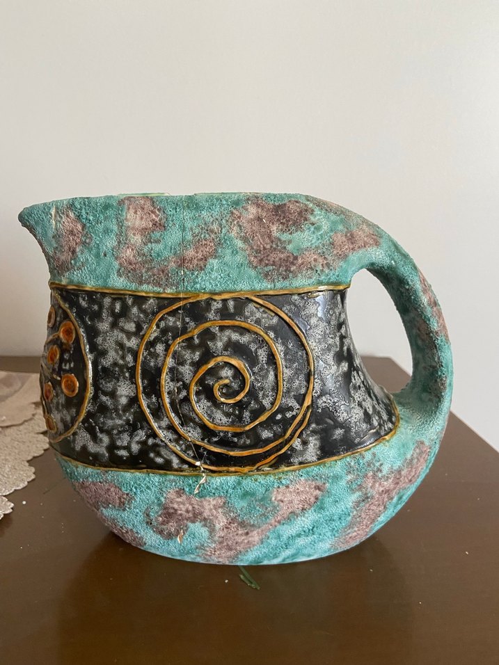 Turkuaz ve Siyah Desenli Seramik Vazo - Görsel 5