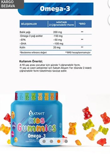 Atavit Omega 3, D3 K2, Magnezyum Multivitamin Gummies - Görsel 2