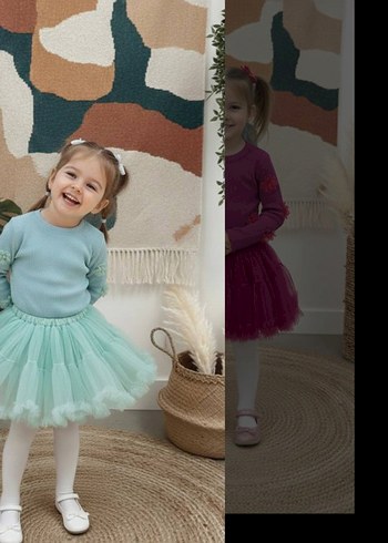 Koyu Mor Örme Kız Çocuk Etek - Görsel 2