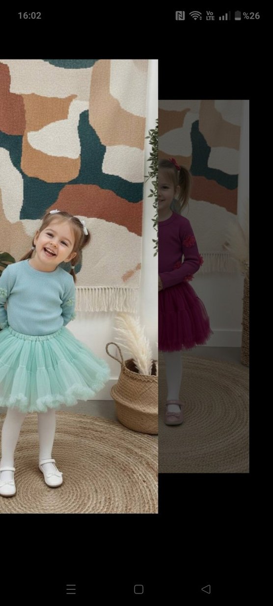 Koyu Mor Örme Kız Çocuk Etek - Görsel 2