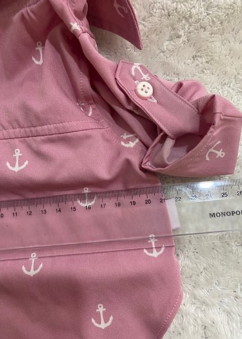 Düğmeli Pembe Çapa Desenli Köpek Gömleği - Görsel 3