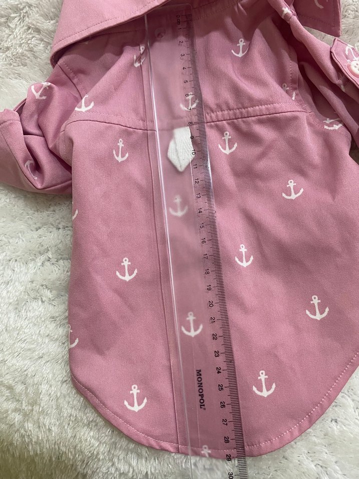 Düğmeli Pembe Çapa Desenli Köpek Gömleği - Görsel 2