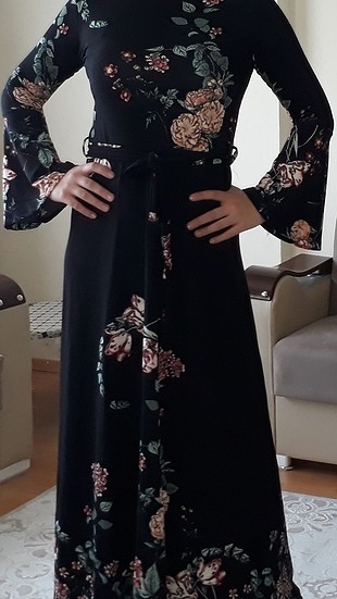 volan kol,kemerli şık elbise