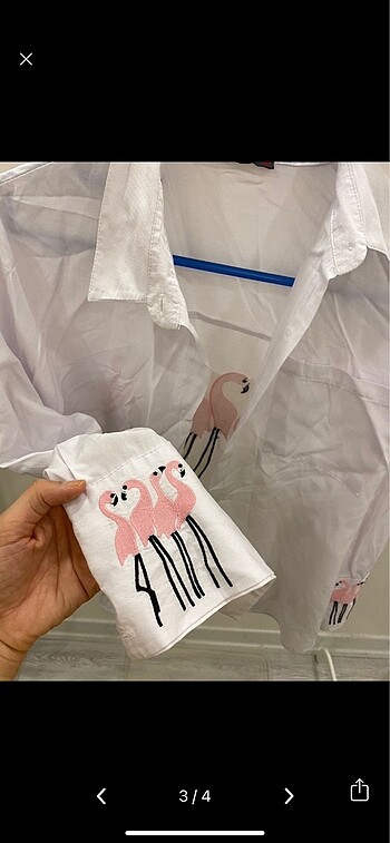 Dilvin Beyaz flamingolu gömlek