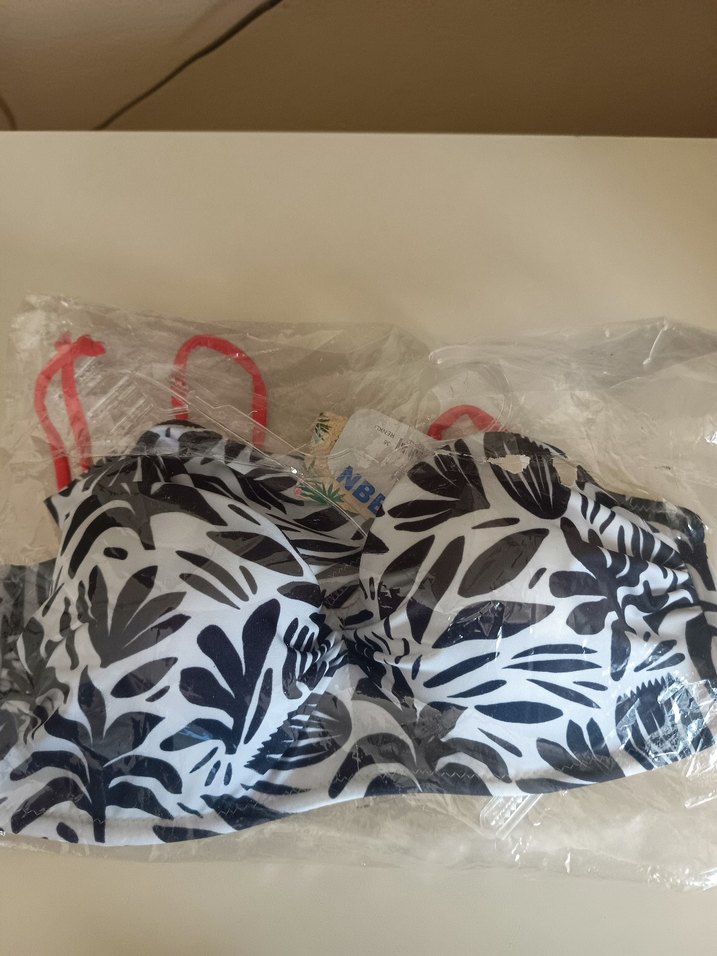 İnce Askılı Siyah Lotus Desenli Mini Bikini - Görsel 4