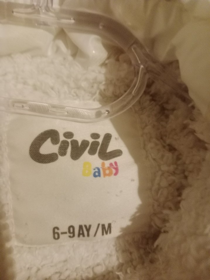 Çocuk Beyaz Kapüşonlu Kışlık Mont - Görsel 3