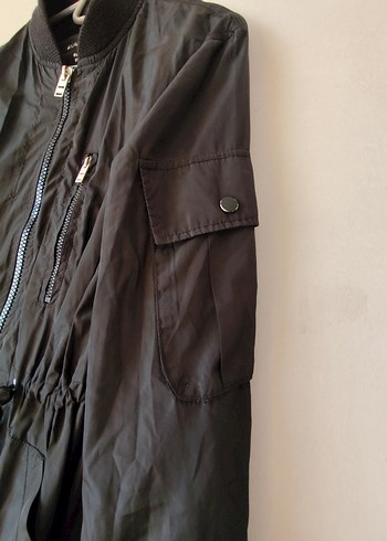 m Beden siyah Renk PULL& BEAR Siyah Uzun Fermuarlı Street Wear Kadın Ceket