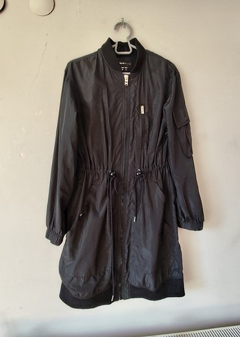 PULL& BEAR Siyah Uzun Fermuarlı Street Wear Kadın Ceket