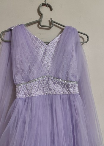 Tommito :Mor Uzun askili boncuk İşlemeli Çocuk  Abiye - Görsel 3