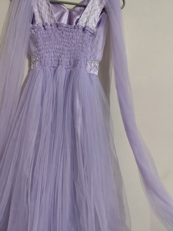 Tommito :Mor Uzun askili boncuk İşlemeli Çocuk  Abiye - Görsel 4