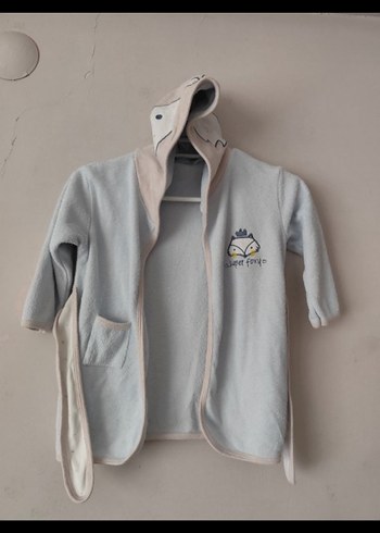 Babayda. Kapüşonlu Erkek Çocuk Bornoz Gri - Görsel 3