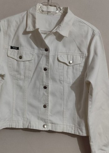 Koton Kumaş Beyaz Düğmeli Kadın Denim Ceket - Görsel 3