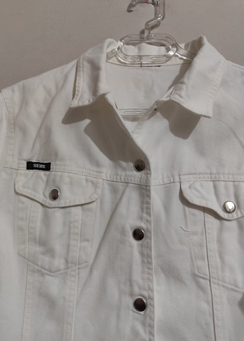 Koton Kumaş Beyaz Düğmeli Kadın Denim Ceket - Görsel 5