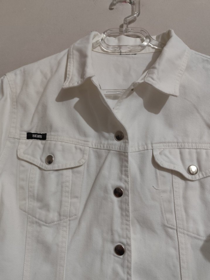 Koton Kumaş Beyaz Düğmeli Kadın Denim Ceket - Görsel 5