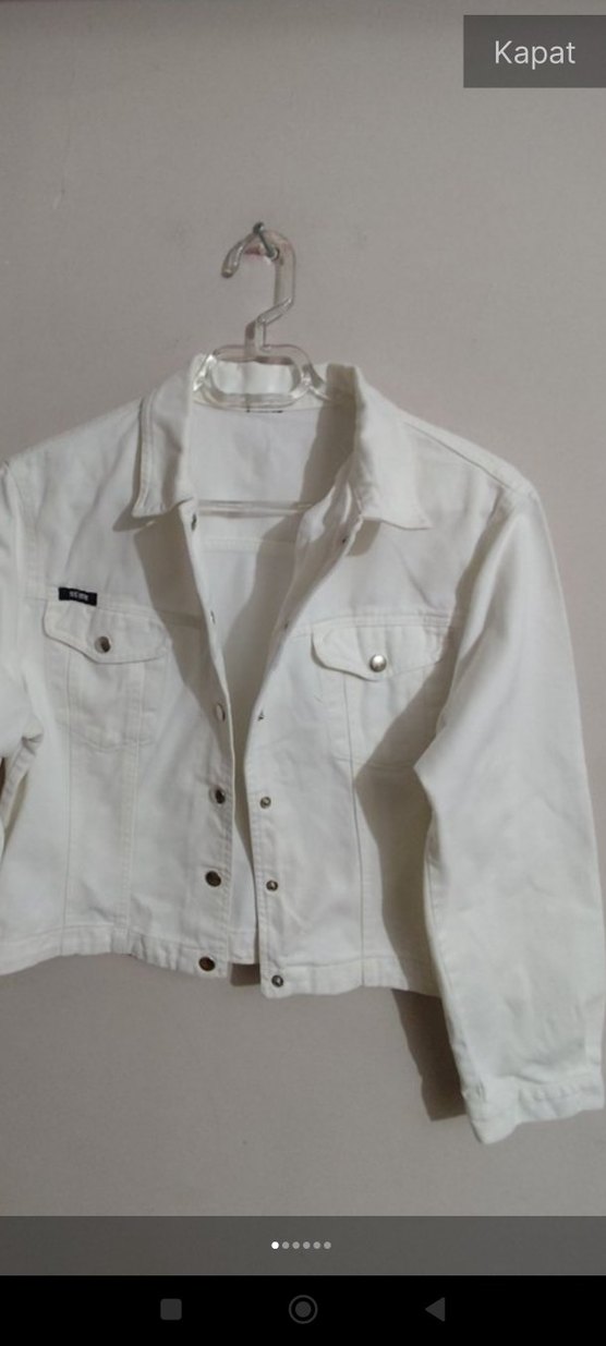 Koton Kumaş Beyaz Düğmeli Kadın Denim Ceket - Görsel 2