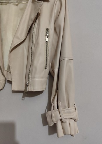 FAF: Bej Kadın Deri Kısa Ceket45 bu - Görsel 4