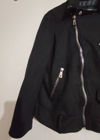 Delmaro : Siyah Kadın Deri  Süet Biker Ceket - Görsel 3