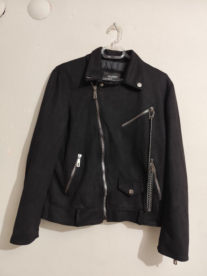 Delmaro : Siyah Kadın Deri  Süet Biker Ceket - Görsel 2