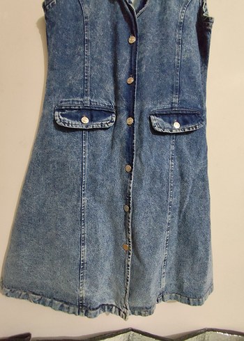 Moda Alkoc : Düğmeli Kolsuz Mavi Denim Ceket - Görsel 4