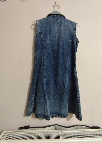 Moda Alkoc : Düğmeli Kolsuz Mavi Denim Ceket - Görsel 3