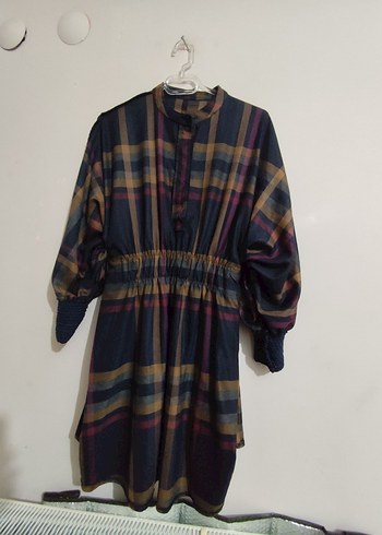 Düğmeli, Bol Kesim, Ekose Desenli Panço Tunik - Görsel 7