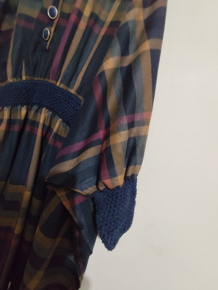 Düğmeli, Bol Kesim, Ekose Desenli  Panço  Tunik - Görsel 4