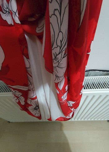 Quzu : Kırmızı Çiçek Desenli Uzun Bohem Elbise - Görsel 7