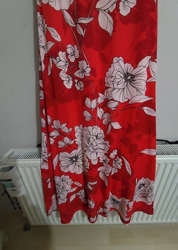 Quzu : Kırmızı Çiçek Desenli Uzun Bohem Elbise - Görsel 6