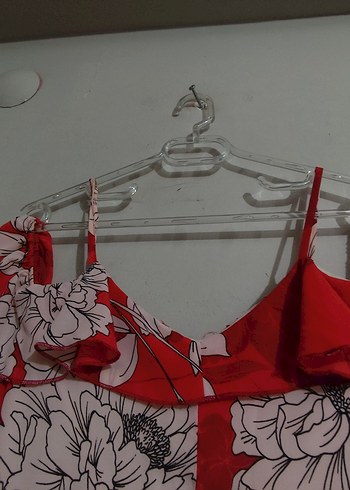 Quzu : Kırmızı Çiçek Desenli Uzun Bohem Elbise - Görsel 3