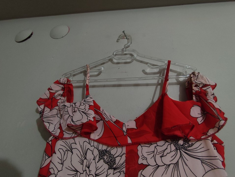 Quzu : Kırmızı Çiçek Desenli Uzun Bohem Elbise - Görsel 3