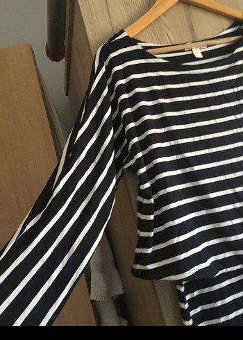 Çizgili Siyah Günluk Midi Elbise - Görsel 4