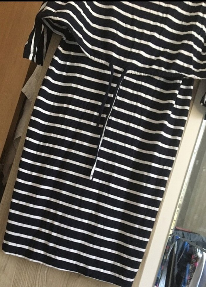 Çizgili Siyah  Günluk Midi Elbise - Görsel 3