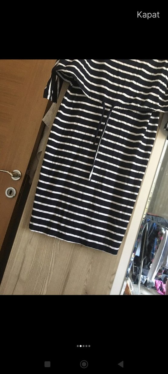 Çizgili Siyah  Günluk Midi Elbise - Görsel 5