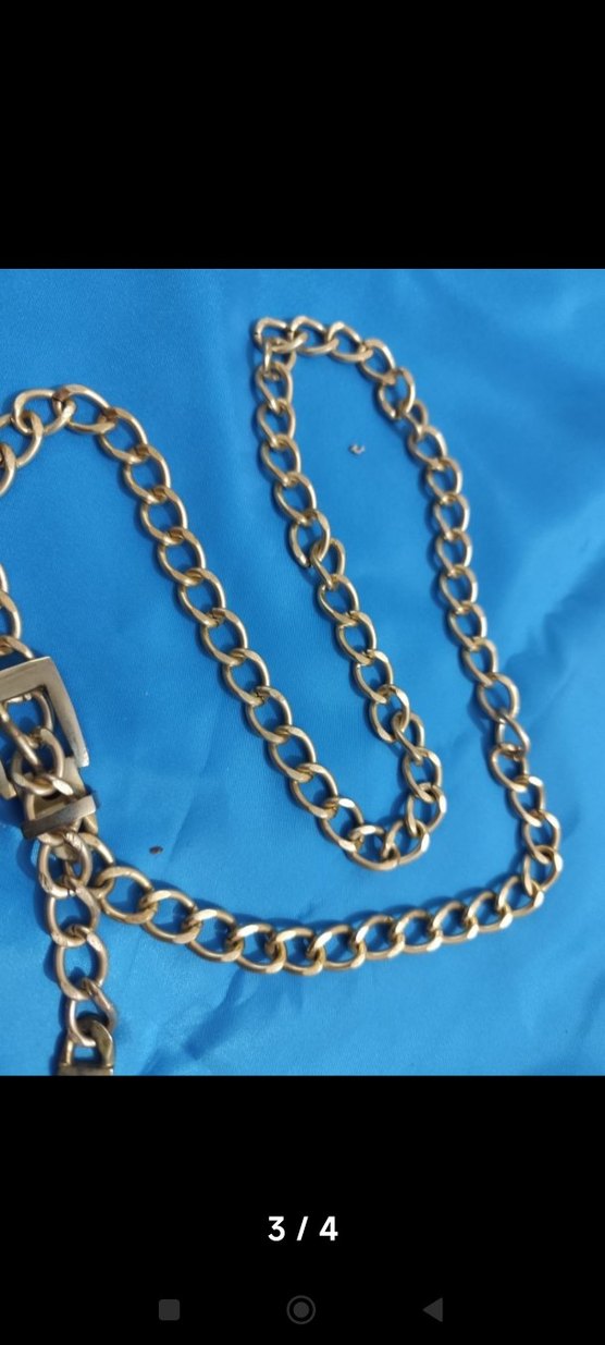 Zincir Detaylı Parlak Altın Kadın Kemer - Görsel 3