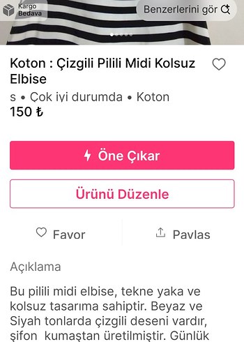 Koton: Çizgili Midi Kolsuz Elbise - Görsel 6