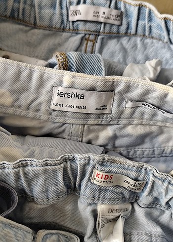 s Beden Bershka Düğmeli Batik Desenli çocuk Kot Şort