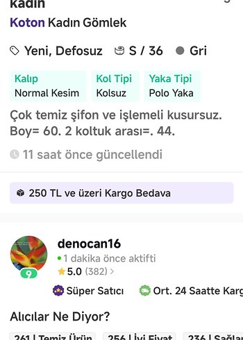 s Beden gri Renk Koton Nakışlı Gri Kolsuz Kadın Gömlek