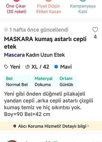 xl Beden Maskara kadın cepli ve astarlı midi etek