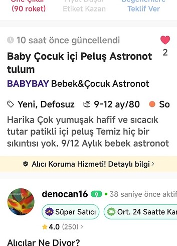 Babyliss Bebek Astronot uyku tulum 