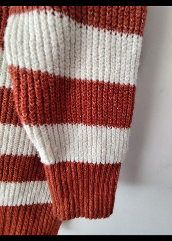 m Beden kırmızı Renk LCW Moda Test Kırmızı Beyaz Çizgili Örgü Salaş Kadın Kazak