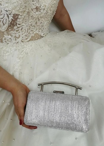 Gümüş rengi Abiye Portföy Çanta